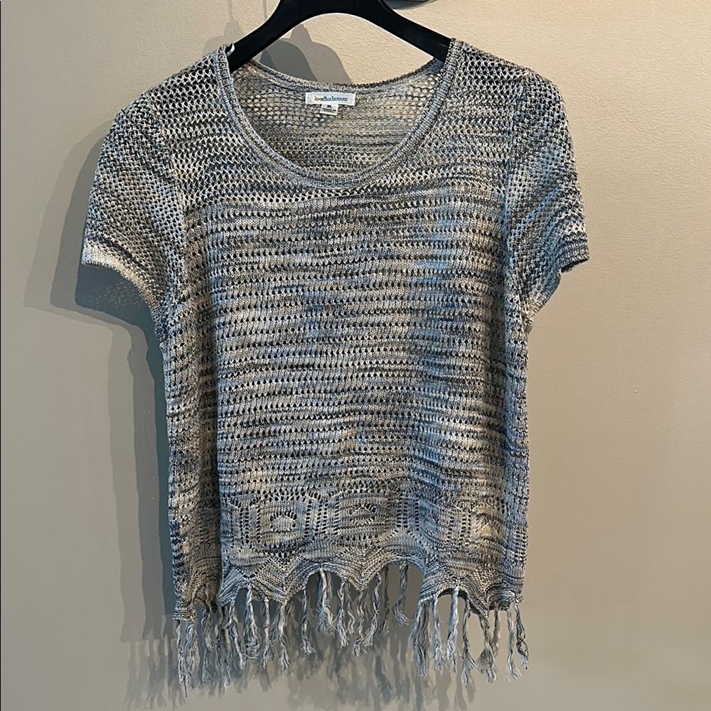 JohnPaulRichard multicolor knit Top with Fringe